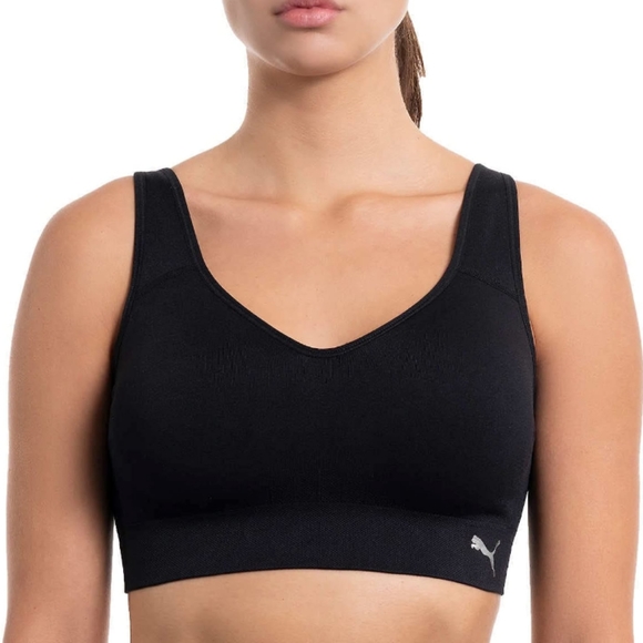 🆕 Puma | 2 Pack Convertible Seamless Sports Bras Grey & Black Size Medium - Picture 3 of 10